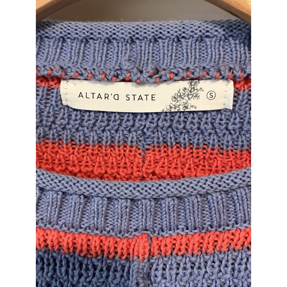 Altar'd State Cropped Striped Sweater Blue Orange Size Small - Picture 6 of 10